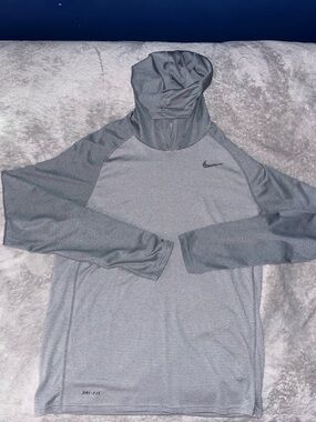 Mens Nike Gray Dri-FIT Hooded Performance Top